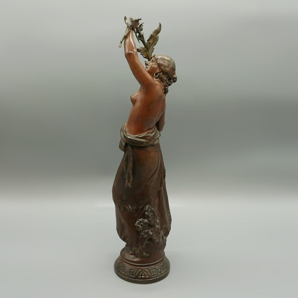 Late 19th Century Bronze Sculpture by Auguste Moreau of a Scantily Clad Lady - Markies Antiques Ltd