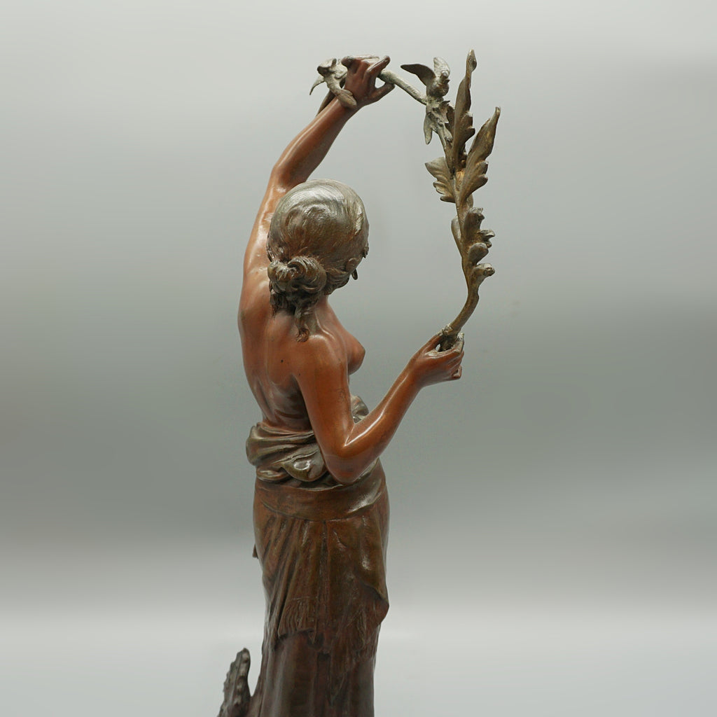 Late 19th Century Bronze Sculpture by Auguste Moreau of a Scantily Clad Lady - Markies Antiques Ltd