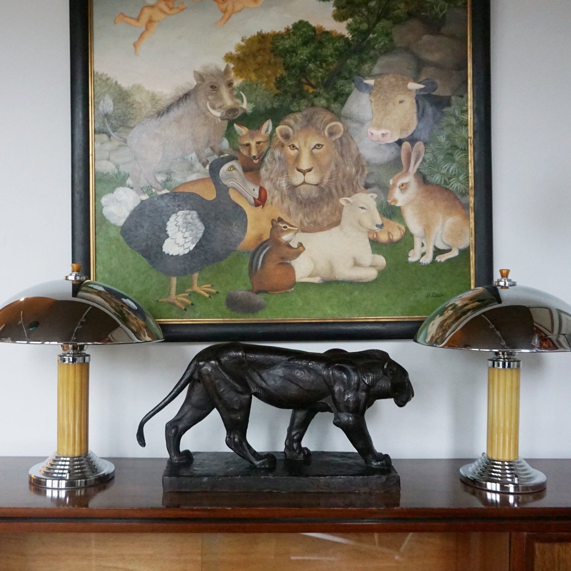 Piero Palozzolo Art Deco Striding Bronze panther - Jeroen Markies Art Deco