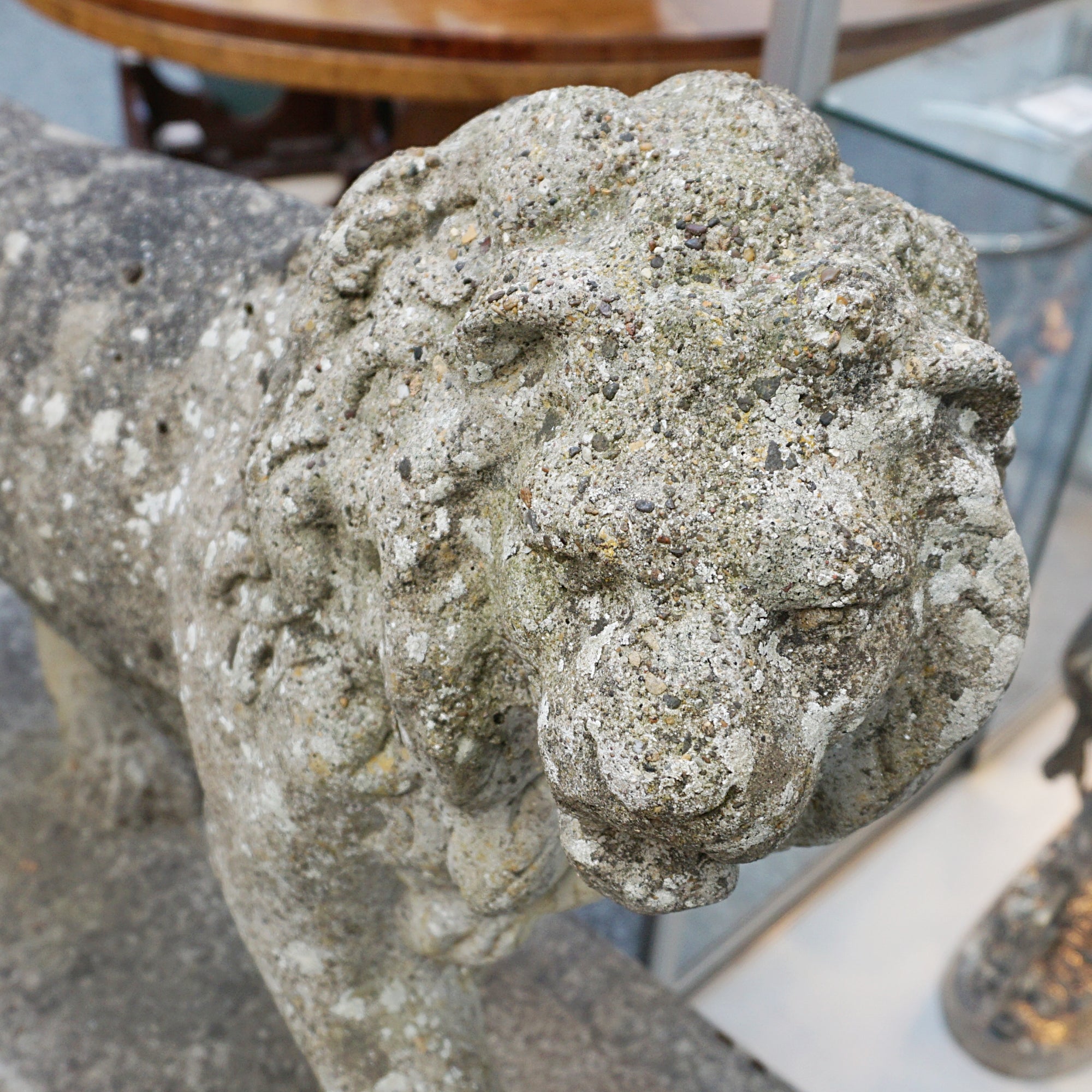 Pair of Medici Stone Lions. Garden Statues, Mid-Century Stone - Jeroen Markies Art Deco