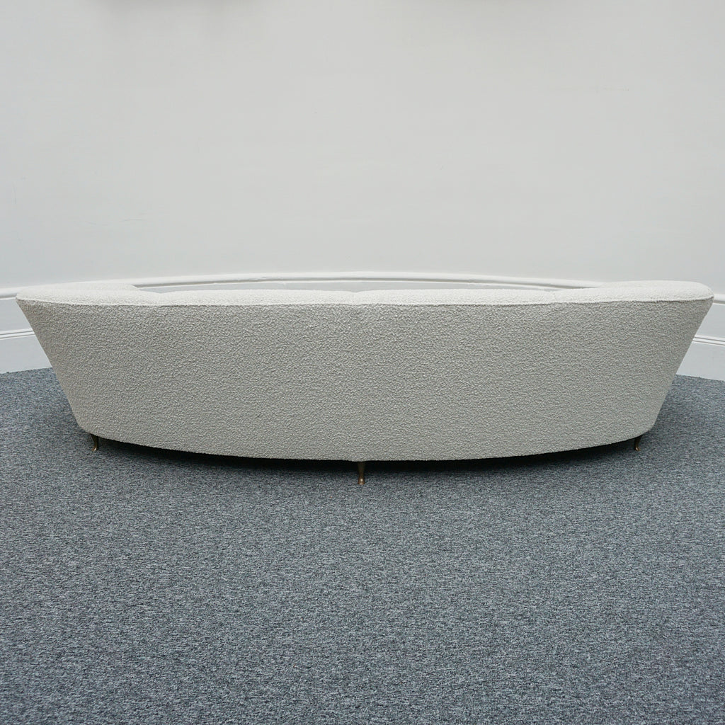 2.6 metre long Mid-Century Sofa by Lorenzo Bergallo Italian, Circa 1950 in white Boucle