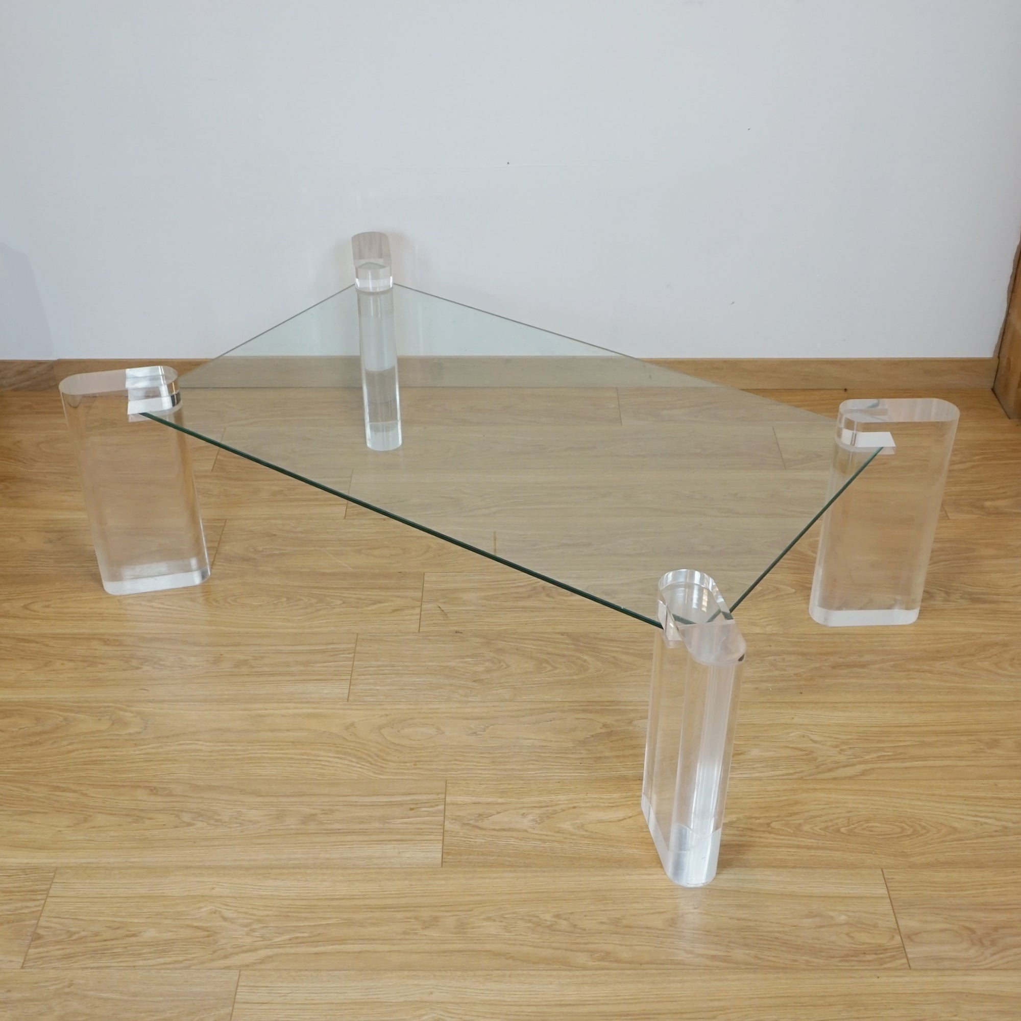 Original Karl Springer Lucite and Glass Coffee Table - Markies Antiques Ltd 