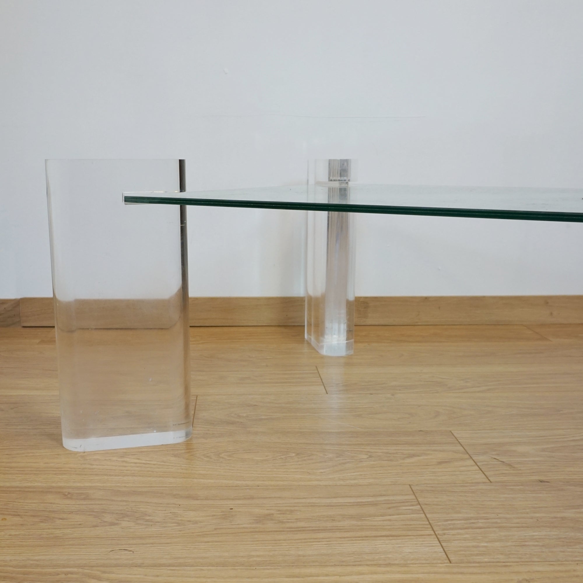 Original Karl Springer Lucite and Glass Coffee Table - Markies Antiques Ltd 