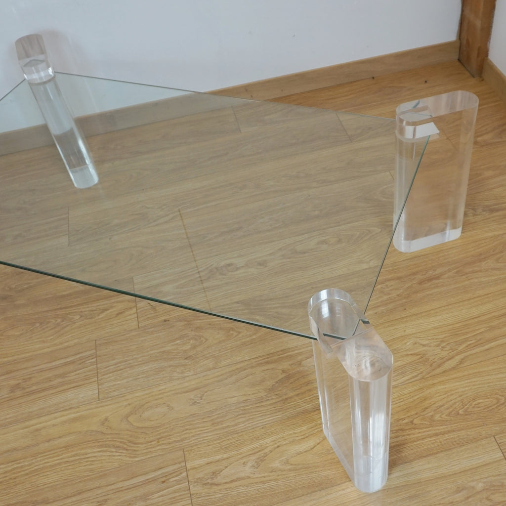 Original Karl Springer Lucite and Glass Coffee Table - Markies Antiques Ltd 