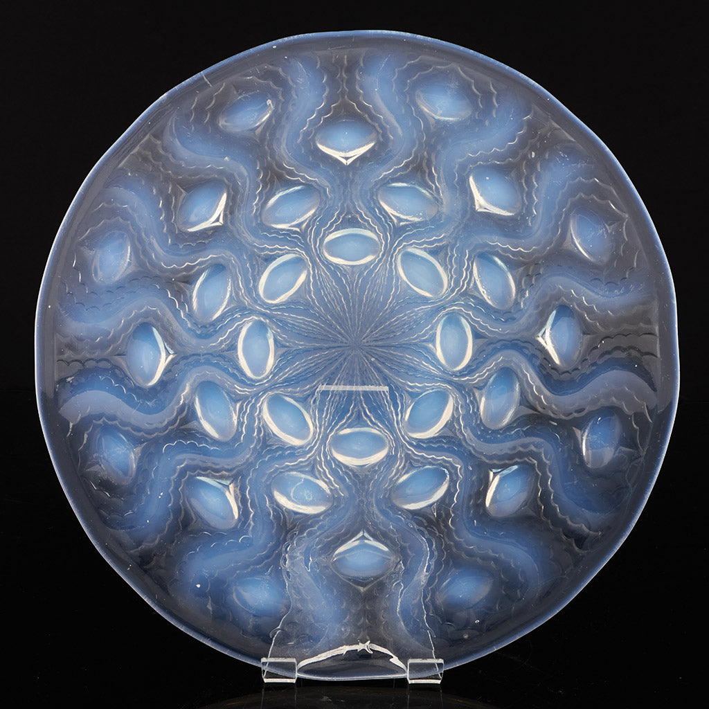 Rene Lalique Bulbes No.2 Blue Opalescent Glass Plate - Jeroen Markies Art Deco