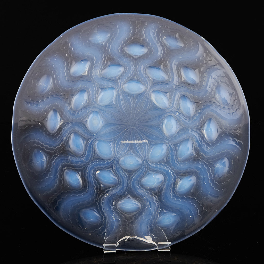 Rene Lalique Bulbes No.2 Blue Opalescent Glass Plate - Jeroen Markies Art Deco