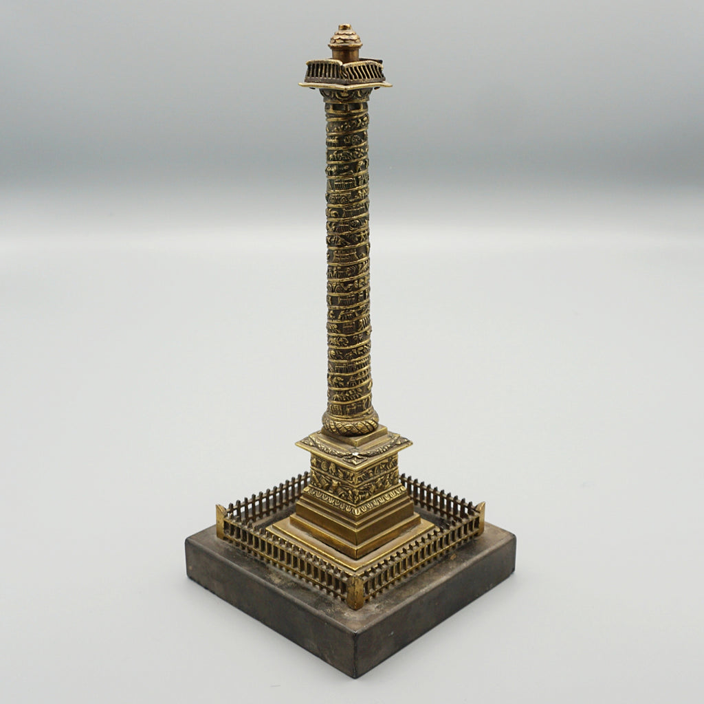 Grand Tour Model of the Colonne Vendome in Paris. Solid bronze over marble base - Jeroen Markies Art Deco