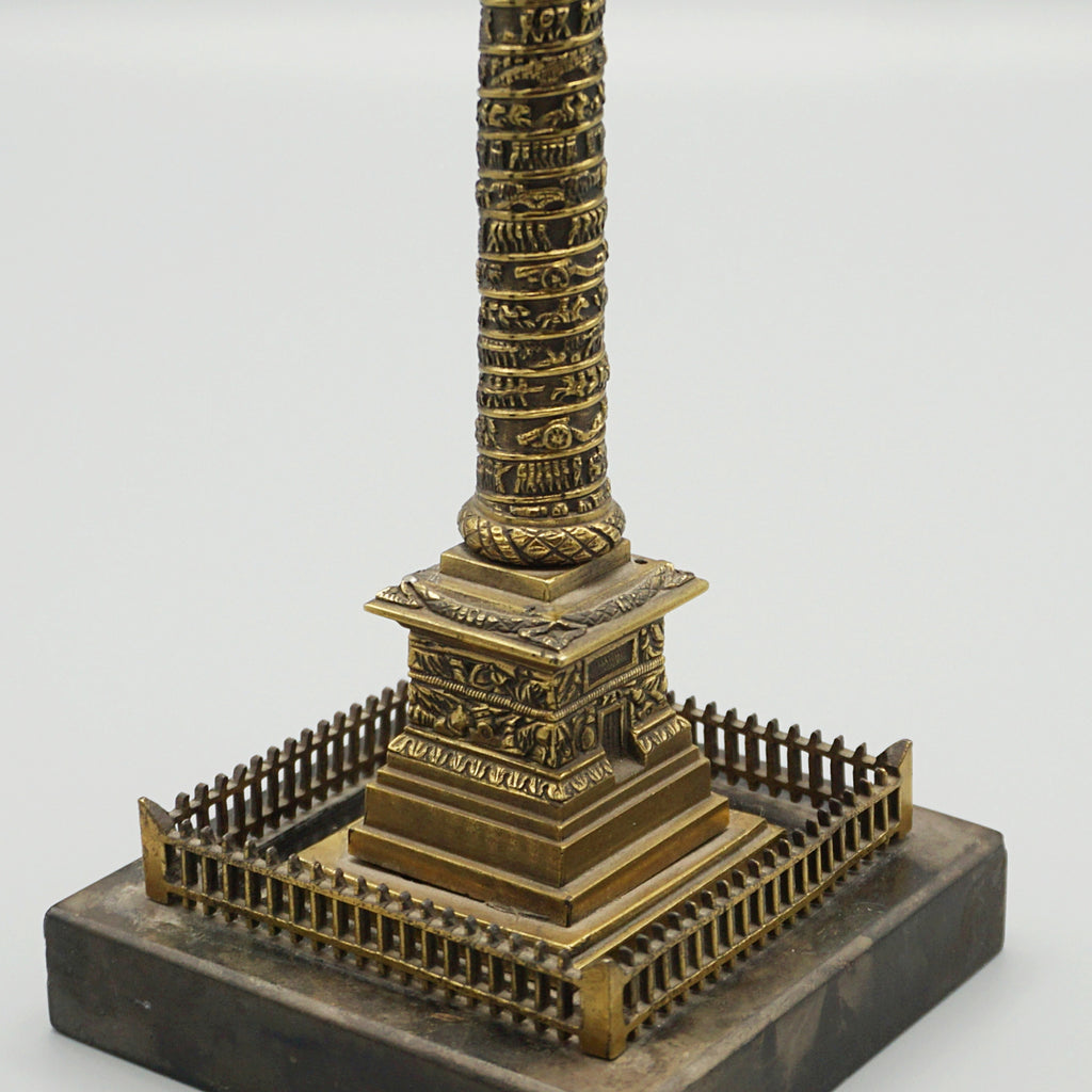 Grand Tour Model of the Colonne Vendome in Paris. Solid bronze over marble base - Jeroen Markies Art Deco
