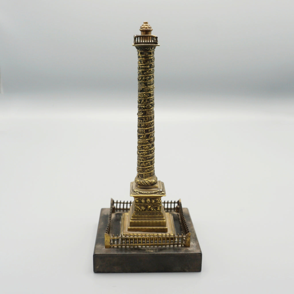 Grand Tour Model of the Colonne Vendome in Paris. Solid bronze over marble base - Jeroen Markies Art Deco