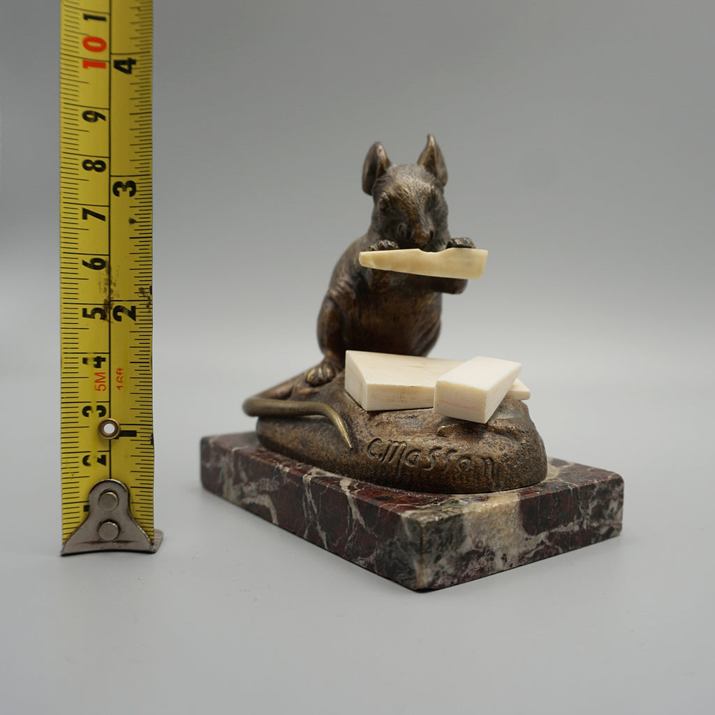 Masson Mouse with Cheese Bronze with Marble Base - Jeroen Markies Art Deco