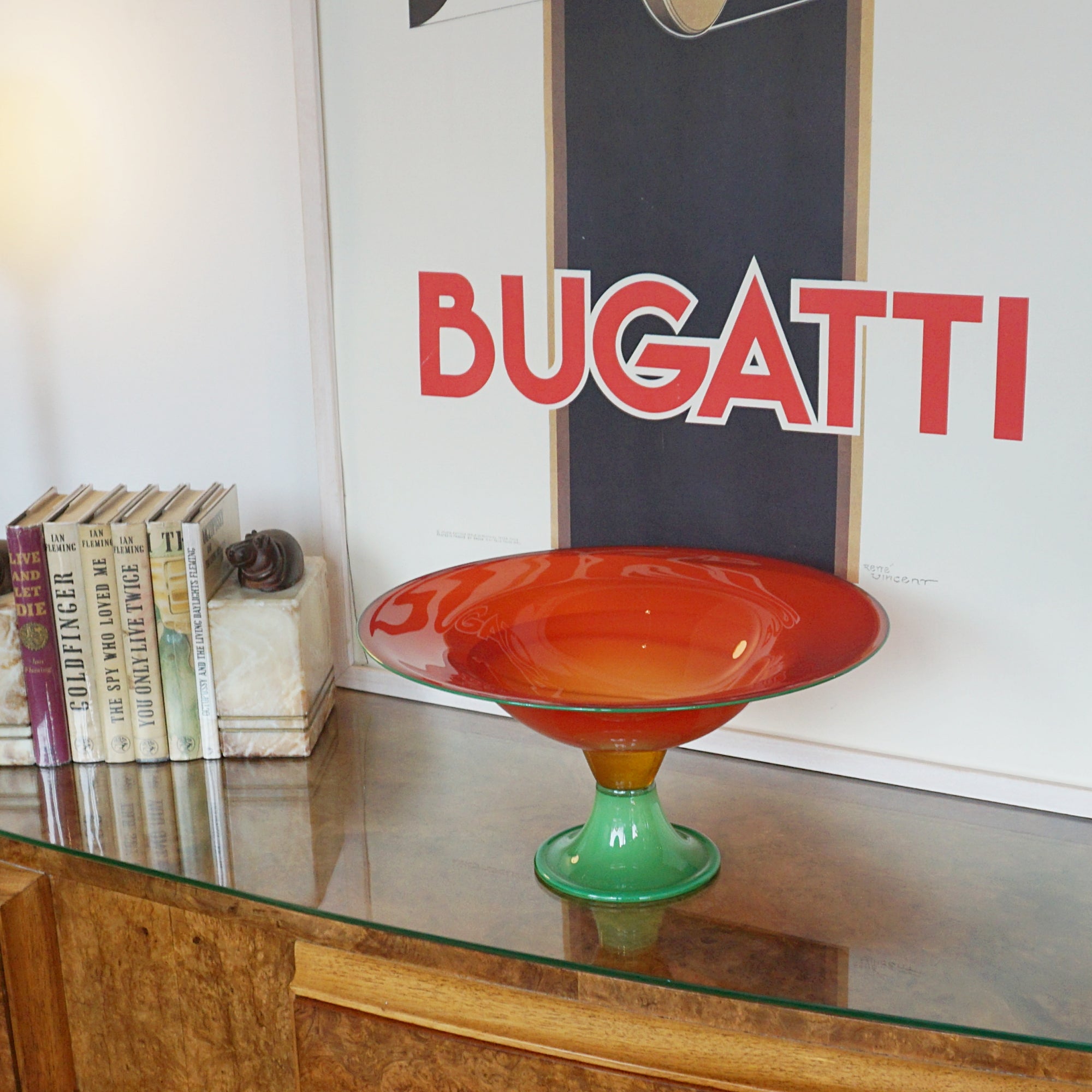 Mid-Century glass blown bowl, decorative bown, orange glass bowl - Jeroen Markies Art Deco