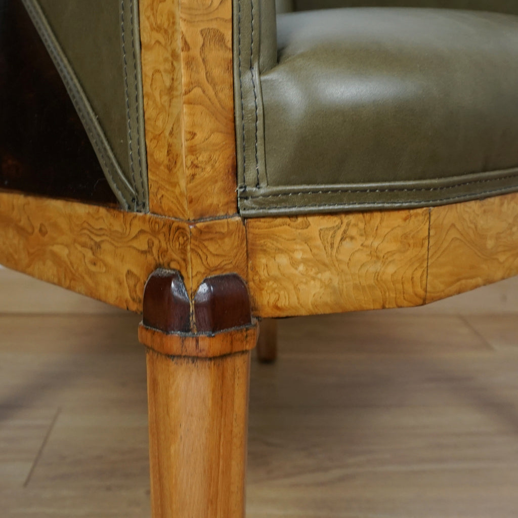 Original 1930's Art Deco Armchairs - Green Leather Vintage Armchairs - Markies Art Deco