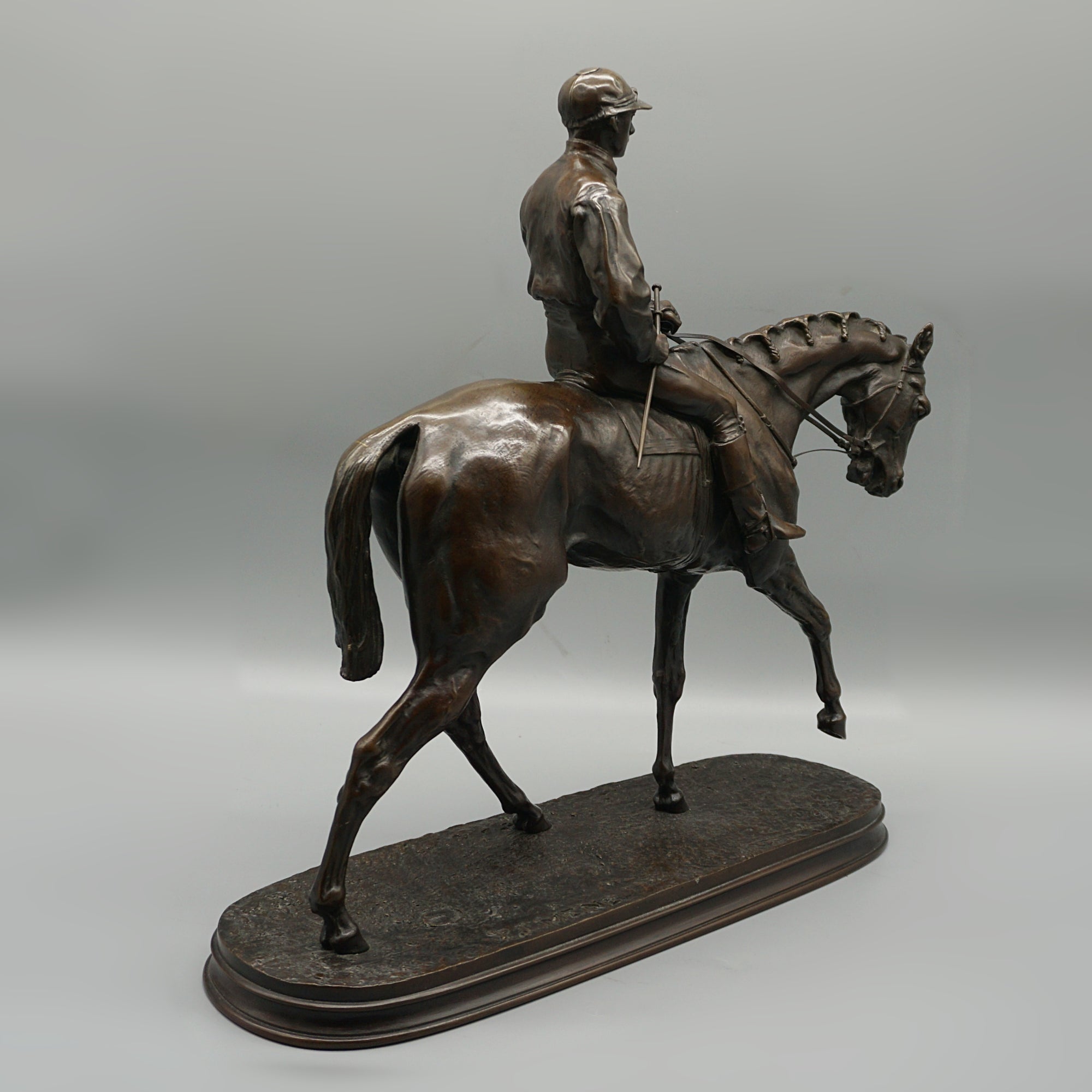 Pierre Jules Mene 'Jockey à Cheval' Original Bronze Mid-19th Century Sculpture - Jeroen Markies Art Deco
