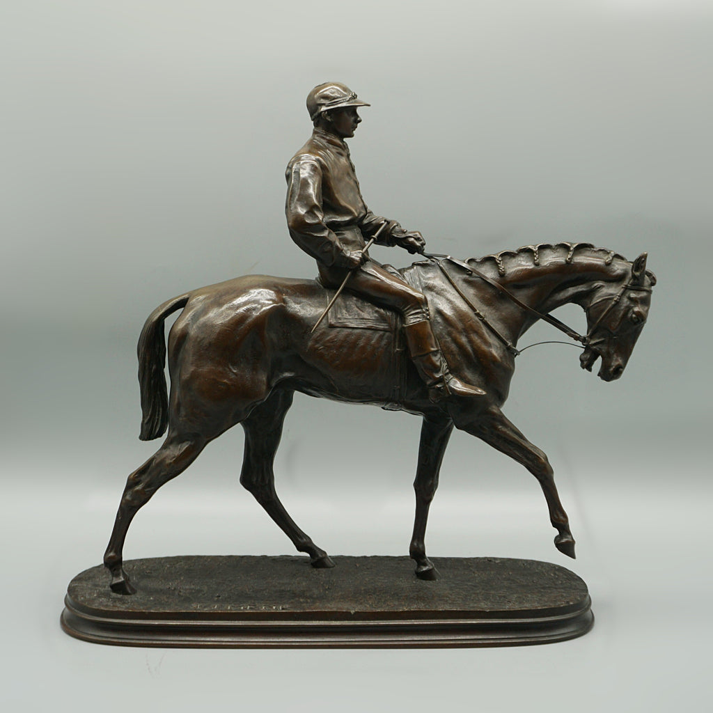 Pierre Jules Mene Jockey and Racehorse mid-19th century bronze sculpture. - Jeroen Markies Art Deco