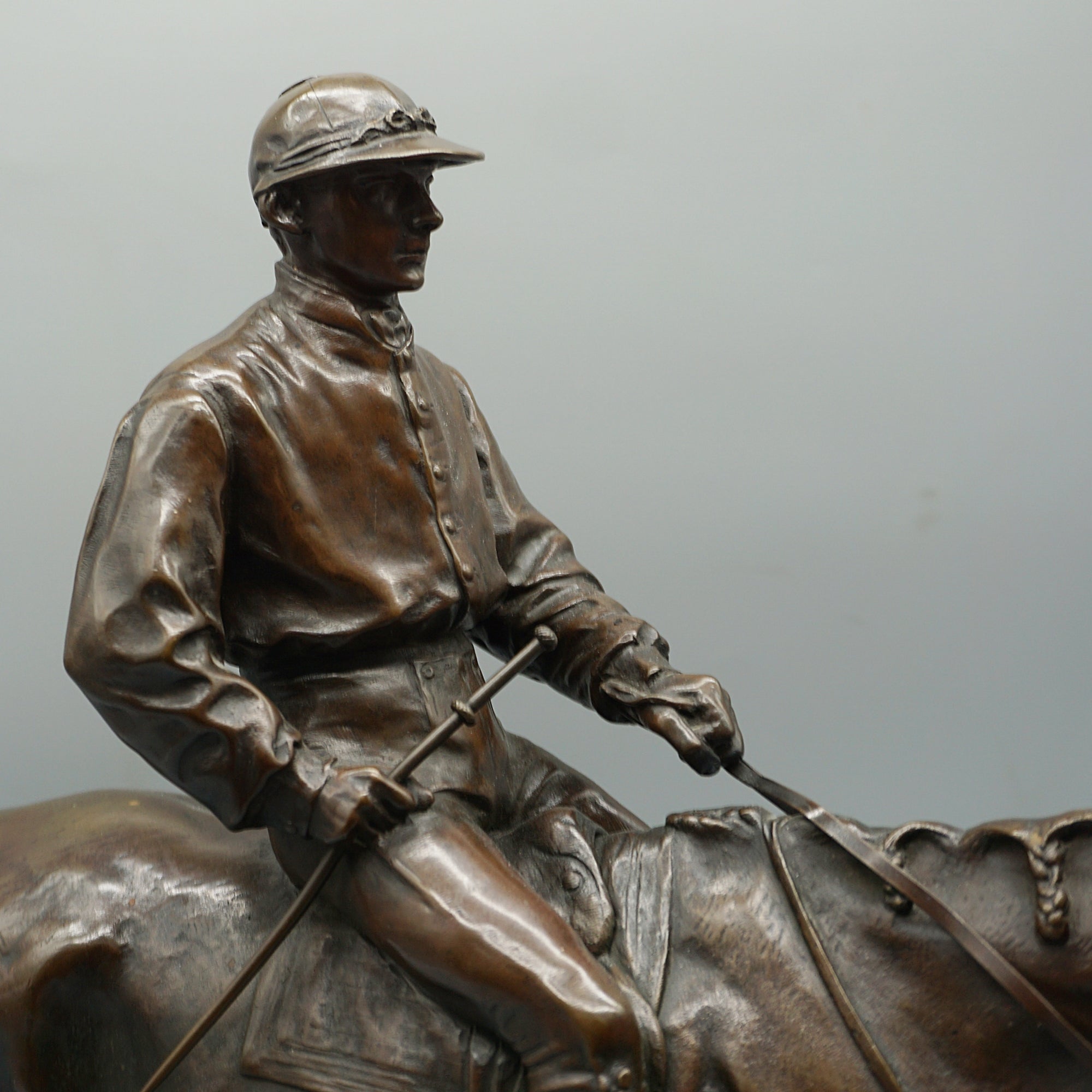 Pierre Jules Mene Jockey and Racehorse mid-19th century bronze sculpture. - Jeroen Markies Art Deco