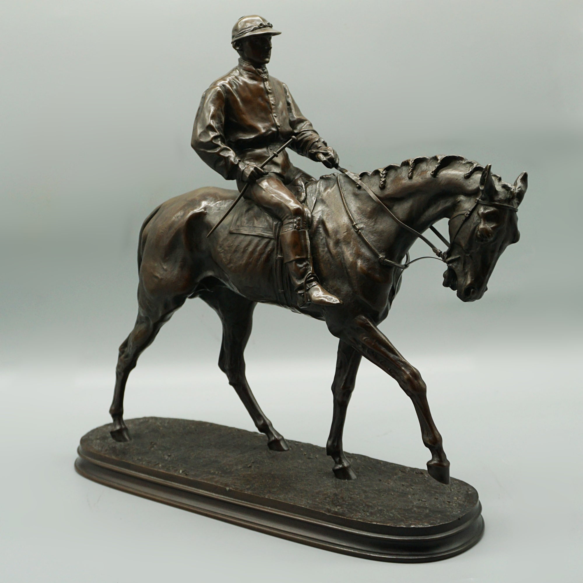 Pierre Jules Mene 'Jockey à Cheval' Original Bronze Mid-19th Century Sculpture - Jeroen Markies Art Deco