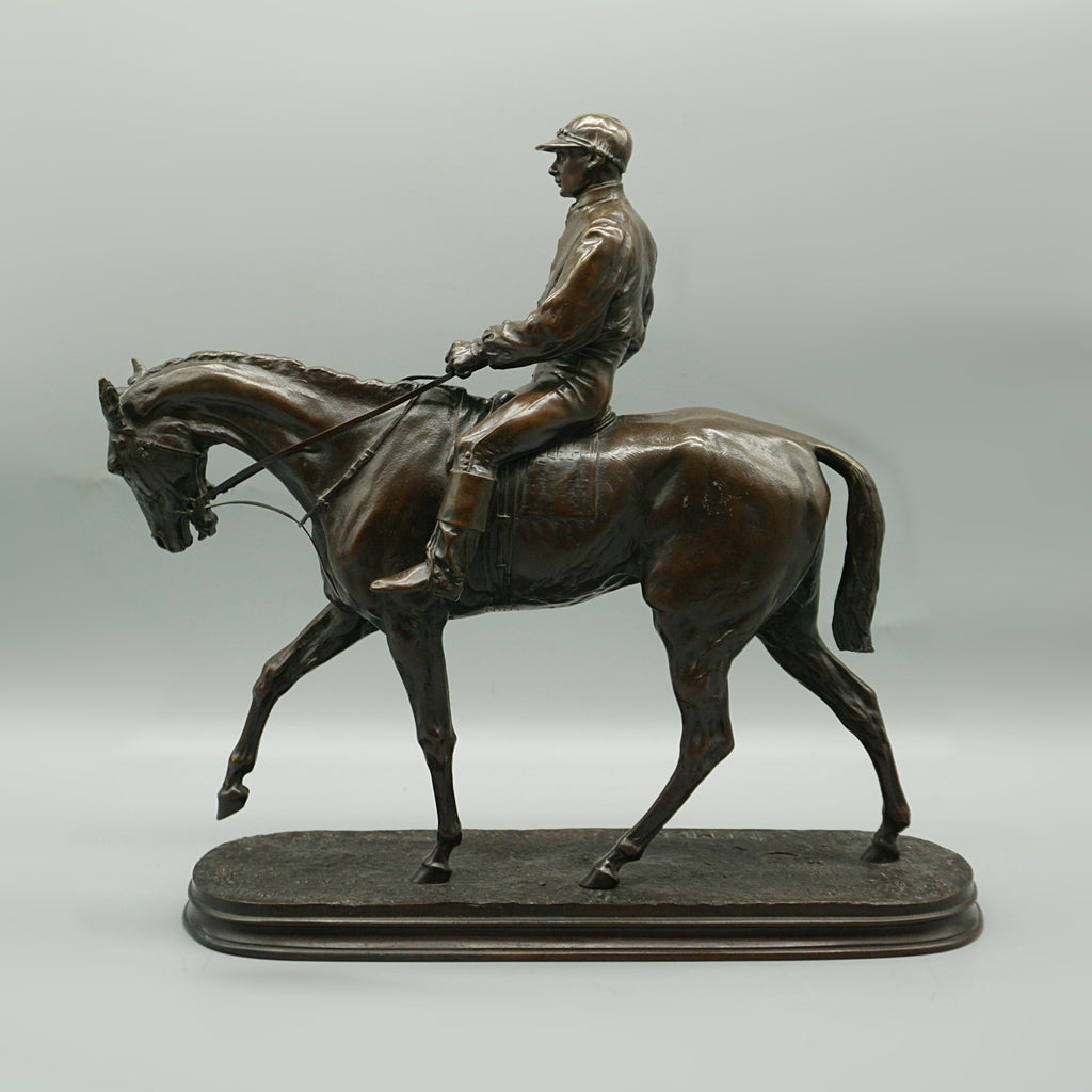 Pierre Jules Mene 'Jockey à Cheval' Original Bronze Mid-19th Century Sculpture - Jeroen Markies Art Deco