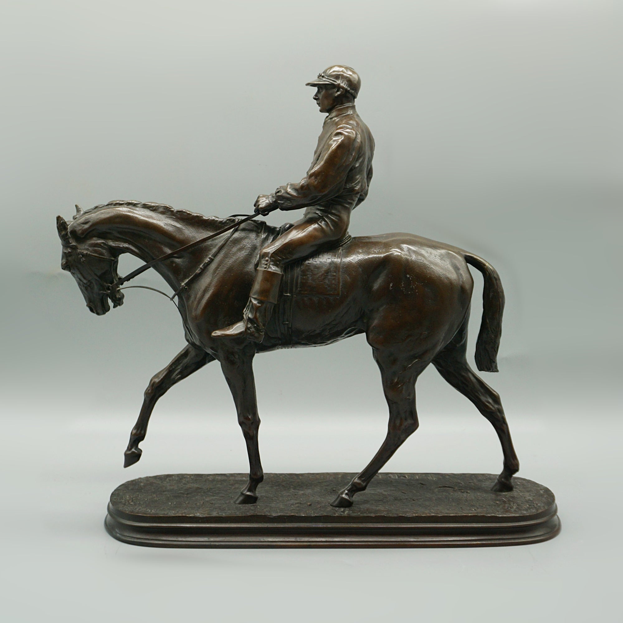Pierre Jules Mene 'Jockey à Cheval' Original Bronze Mid-19th Century Sculpture - Jeroen Markies Art Deco