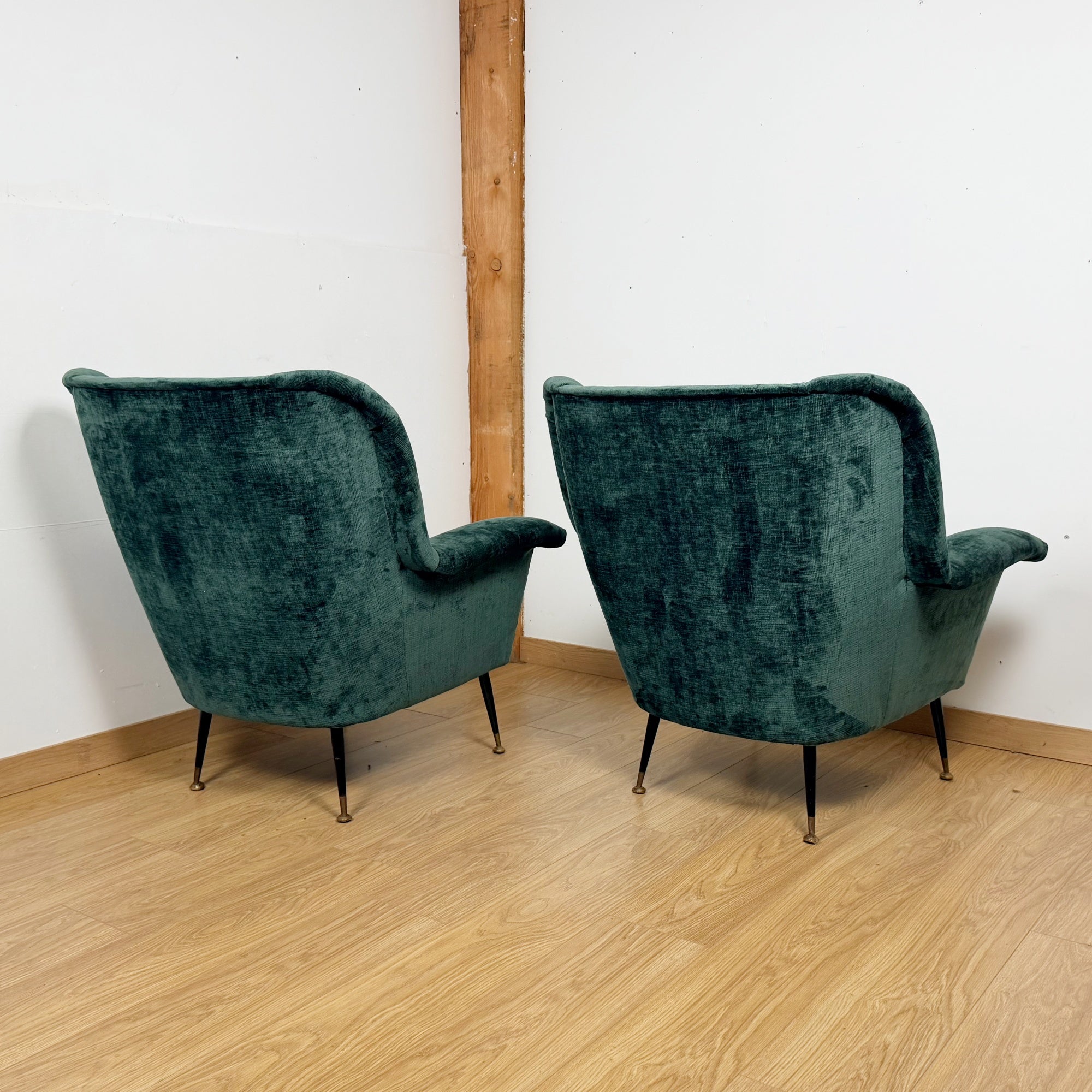Pair of Green Mid-Century 1950's Italian Chairs - Markies Antiques Ltd