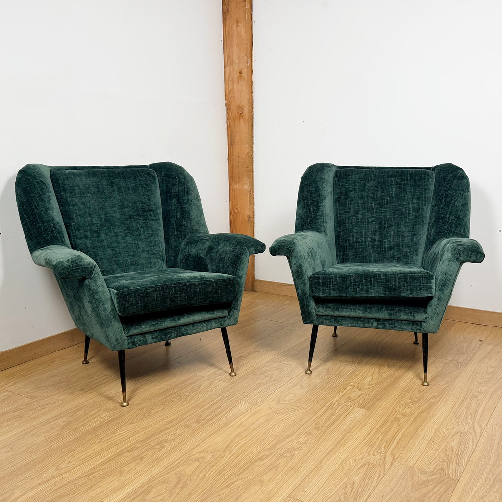 Pair of Green Mid-Century 1950's Italian Chairs - Markies Antiques Ltd