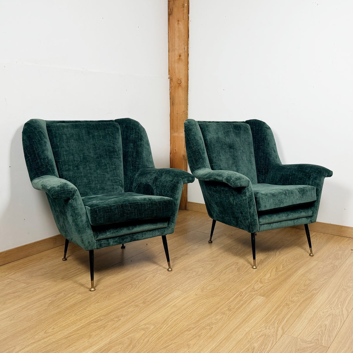 Pair of Green Mid-Century 1950's Italian Chairs - Markies Antiques Ltd