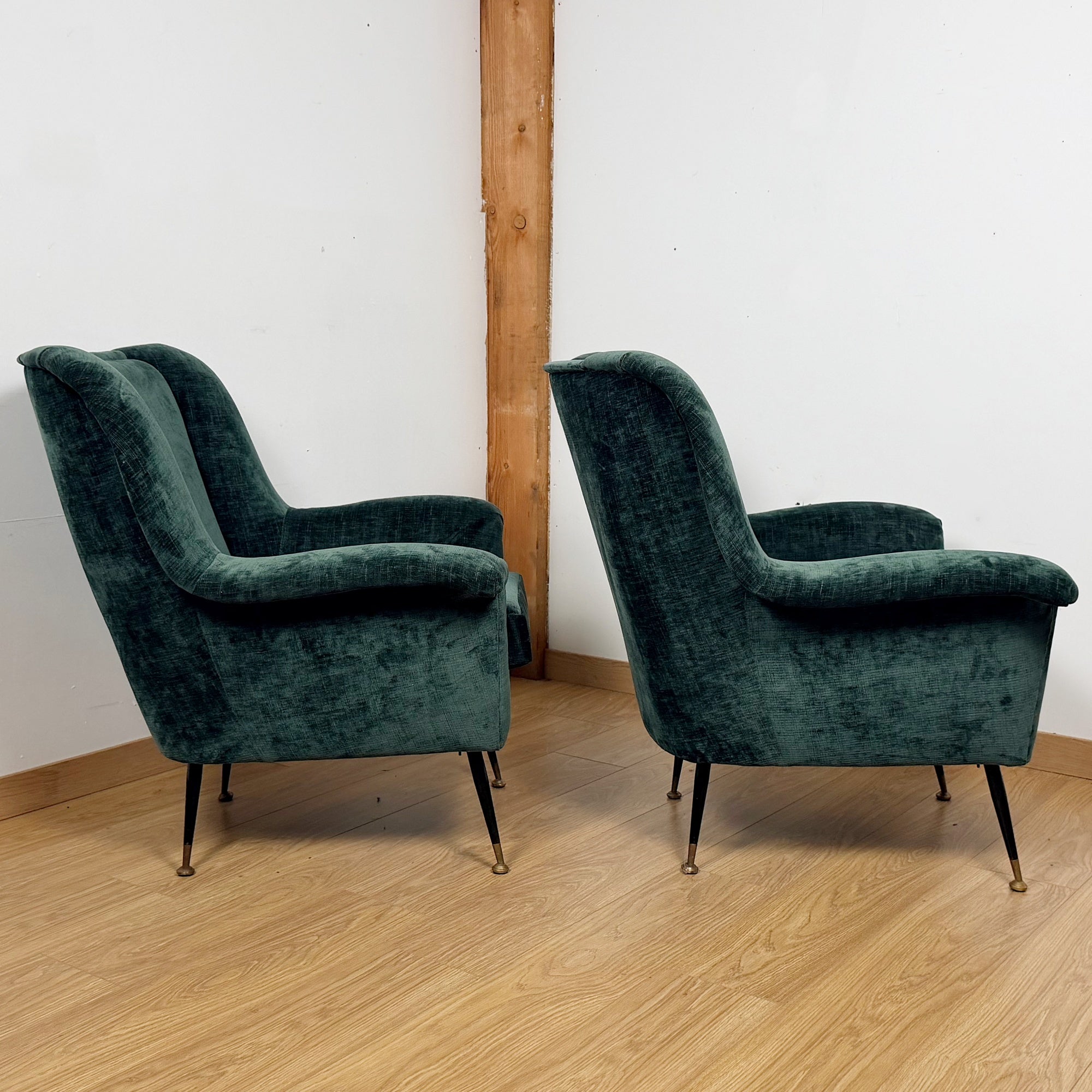 Pair of Green Mid-Century 1950's Italian Chairs - Markies Antiques Ltd
