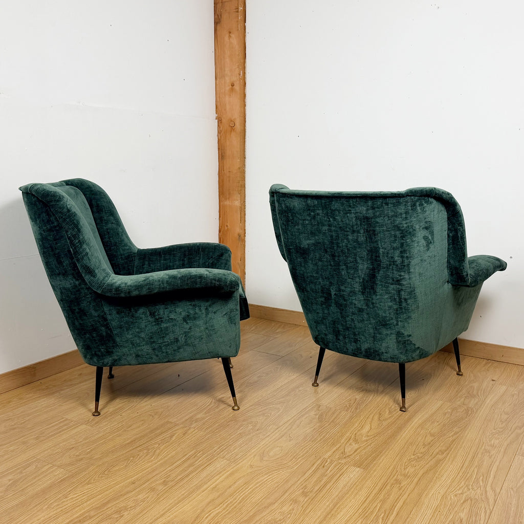 Pair of Green Mid-Century 1950's Italian Chairs - Markies Antiques Ltd
