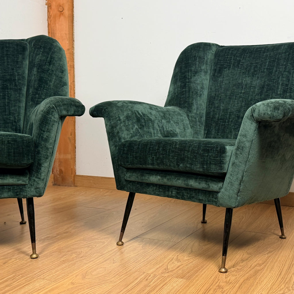 Pair of Green Mid-Century 1950's Italian Chairs - Markies Antiques Ltd
