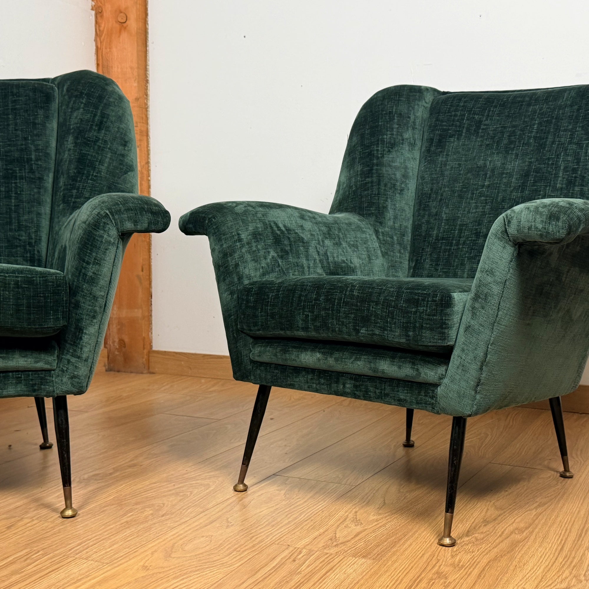 Pair of Green Mid-Century 1950's Italian Chairs - Markies Antiques Ltd