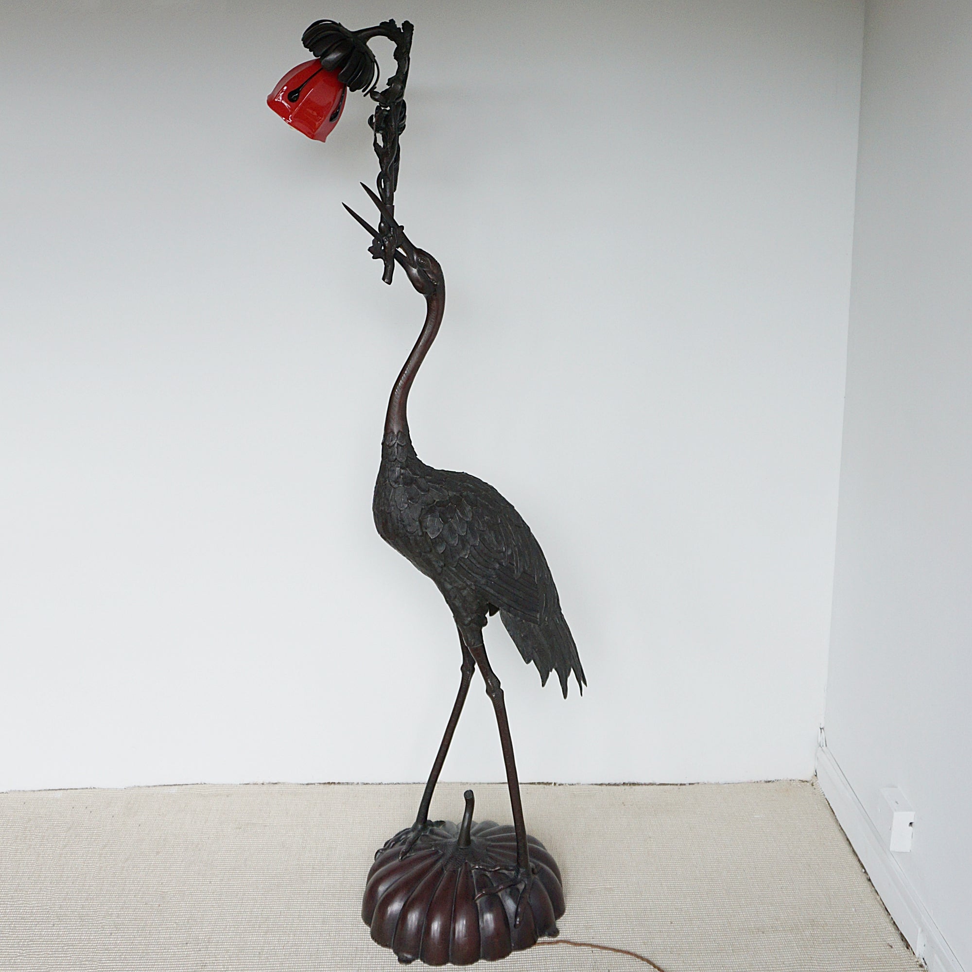 Crane Standing Floor lamp - Japanese Art Nouveau Lamp - Decorative Bronze Lamp - Jeroen Markeis Art Deco