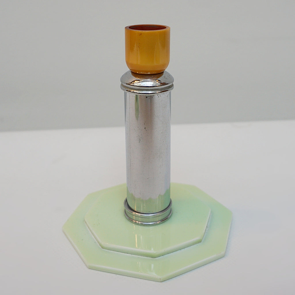 Pair of Art Deco Candlesticks. Bakelite Candle Holders. 1930's Candlesticks. Chromed Candlesticks. Jeroen Markies Art Deco