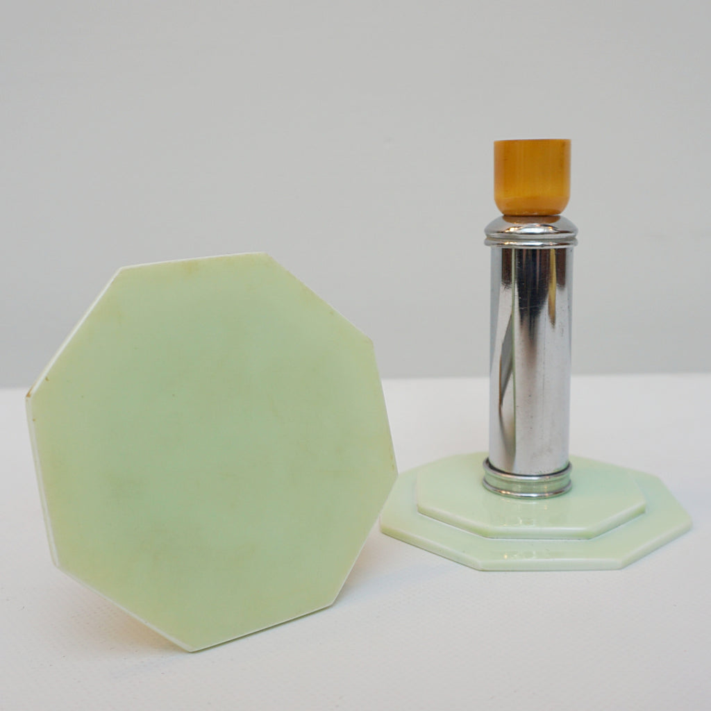 Pair of Art Deco Candlesticks. Bakelite Candle Holders. 1930's Candlesticks. Chromed Candlesticks. Jeroen Markies Art Deco