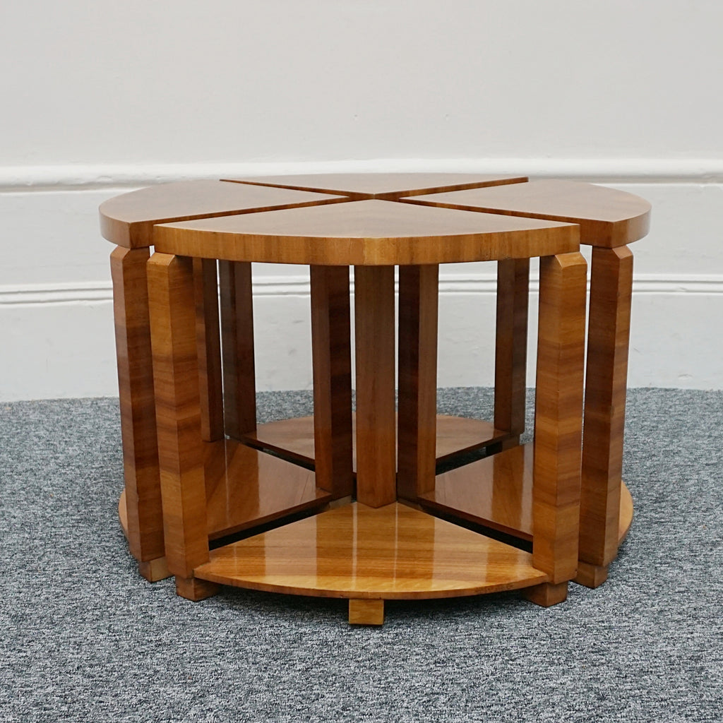 An Art Deco Figured Walnut Nest of Tables, 1930s Side Table, coffee table with four separate tables - Jeroen Markies Art Deco