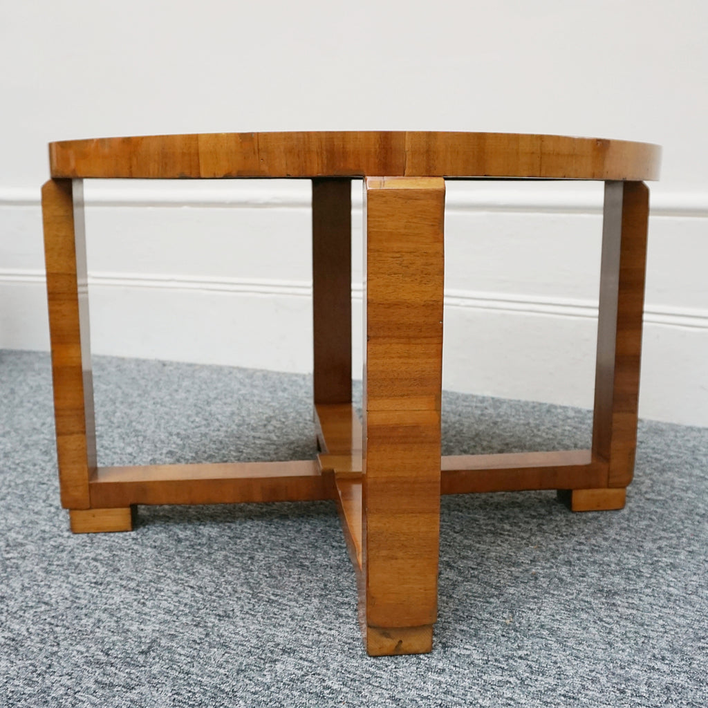 An Art Deco Figured Walnut Nest of Tables, 1930s Side Table, coffee table with four separate tables - Jeroen Markies Art Deco