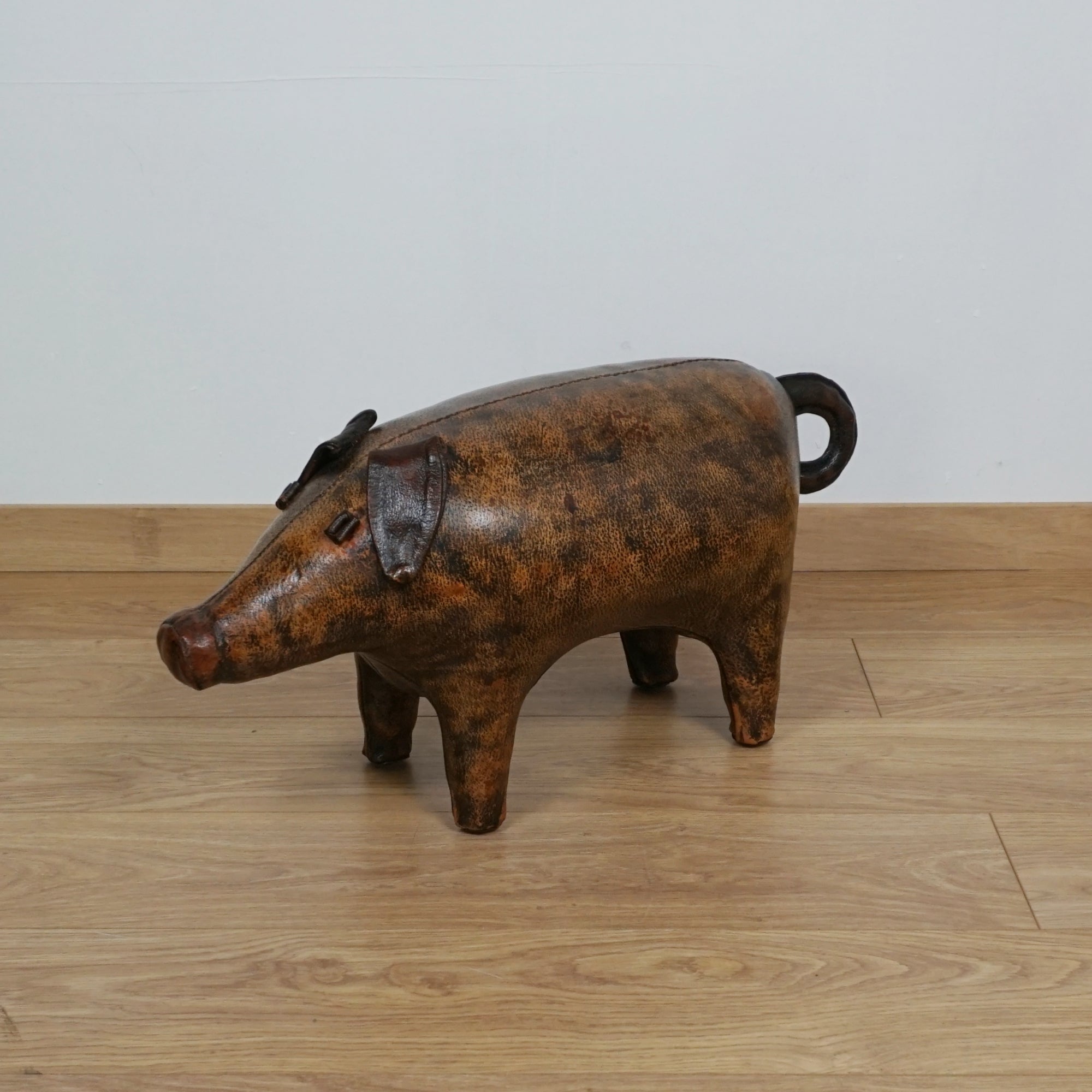 Leather pig footstool by Dimitri Omersa - Vintage Leather Animal - Mid Century Omersa Leather Pig - Markies Antiques Ltd