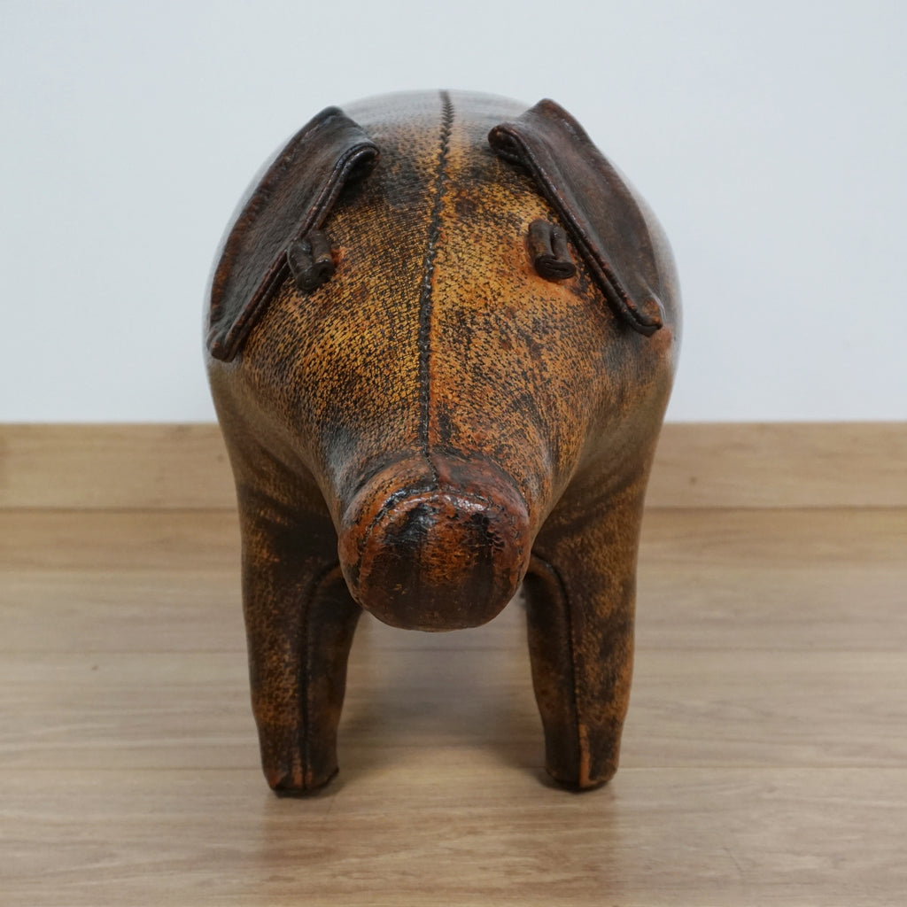 Leather pig footstool by Dimitri Omersa - Vintage Leather Animal - Mid Century Omersa Leather Pig - Markies Antiques Ltd