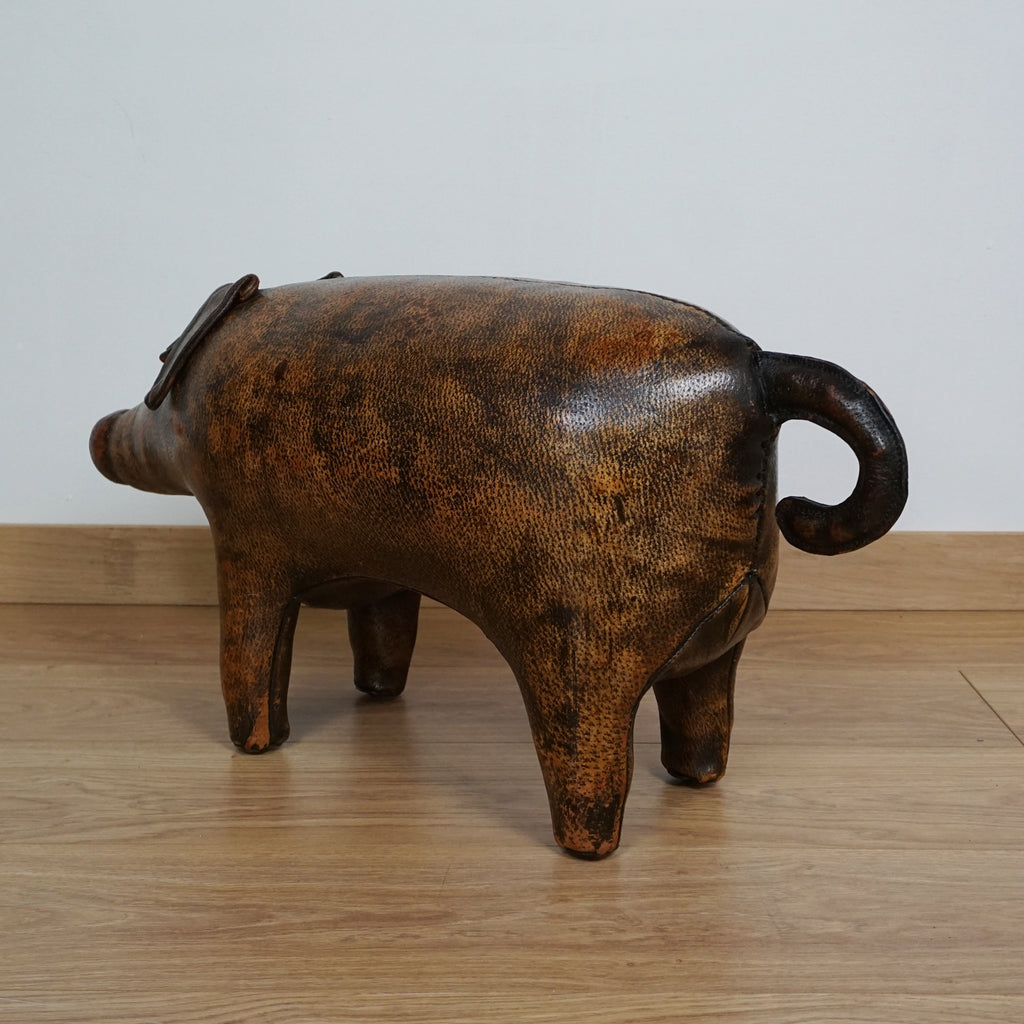 Leather pig footstool by Dimitri Omersa - Vintage Leather Animal - Mid Century Omersa Leather Pig - Markies Antiques Ltd
