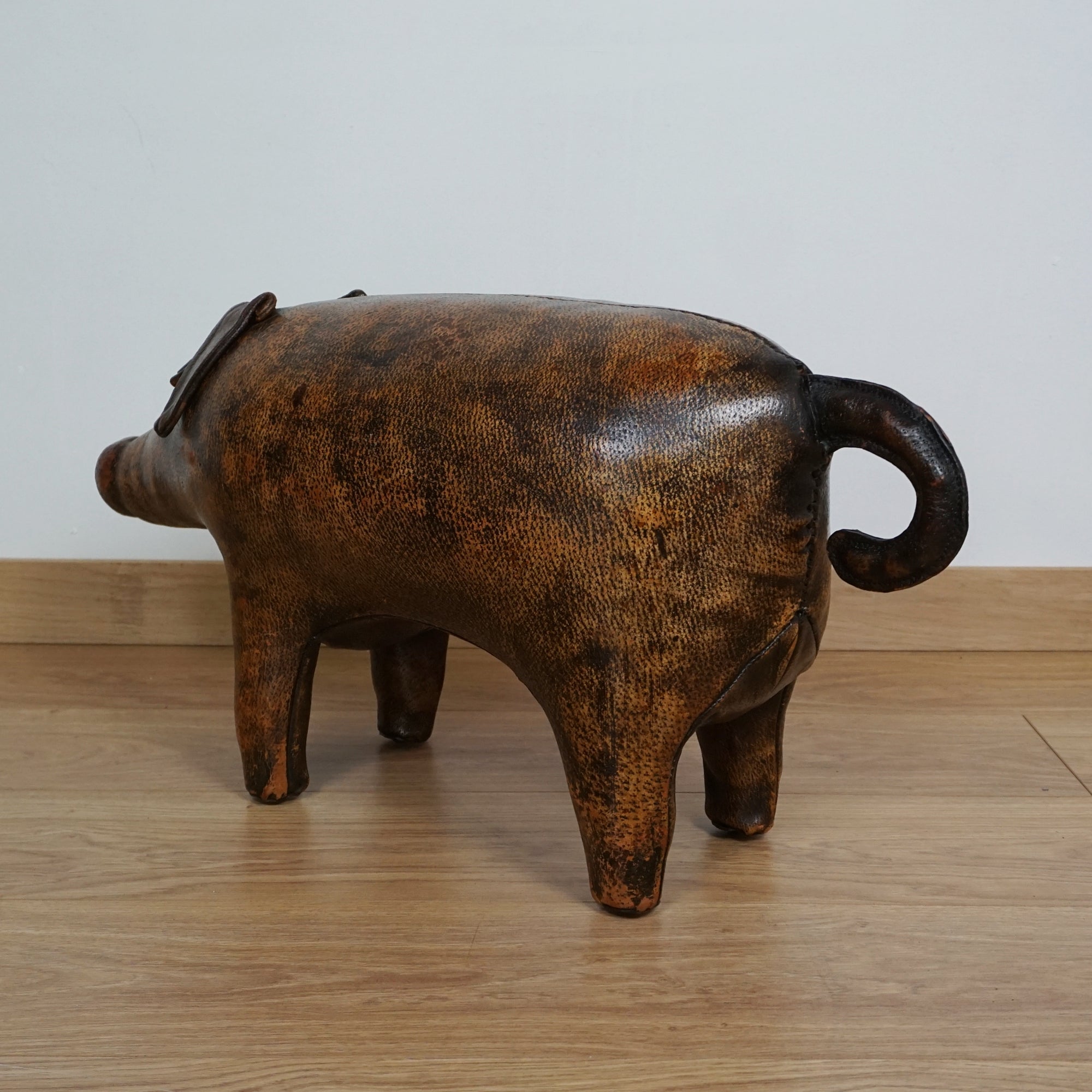 Leather pig footstool by Dimitri Omersa - Vintage Leather Animal - Mid Century Omersa Leather Pig - Markies Antiques Ltd