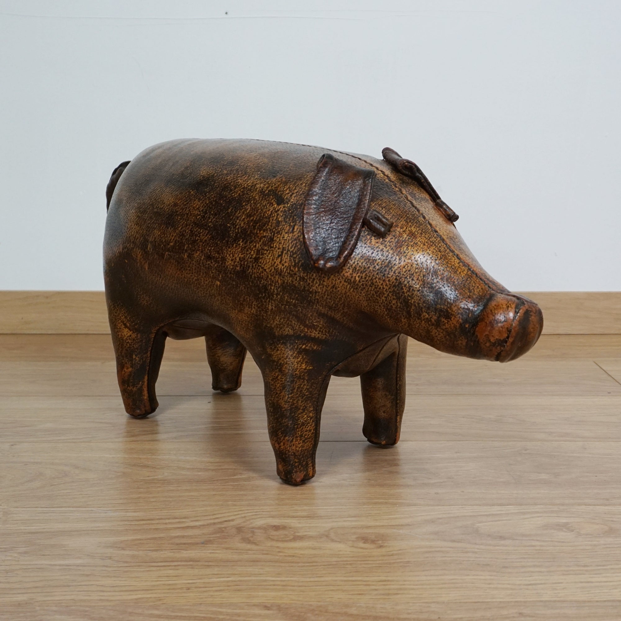 Leather pig footstool by Dimitri Omersa - Vintage Leather Animal - Mid Century Omersa Leather Pig - Markies Antiques Ltd
