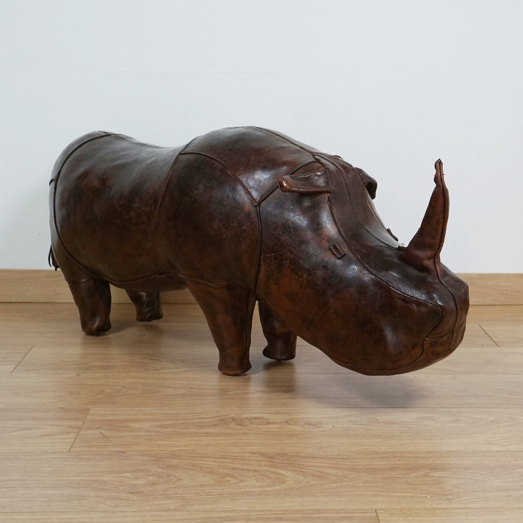 Vintage Leather Footstool - Omersa Leather Rhinoceros Footstool - Markies Antiques Ltd
