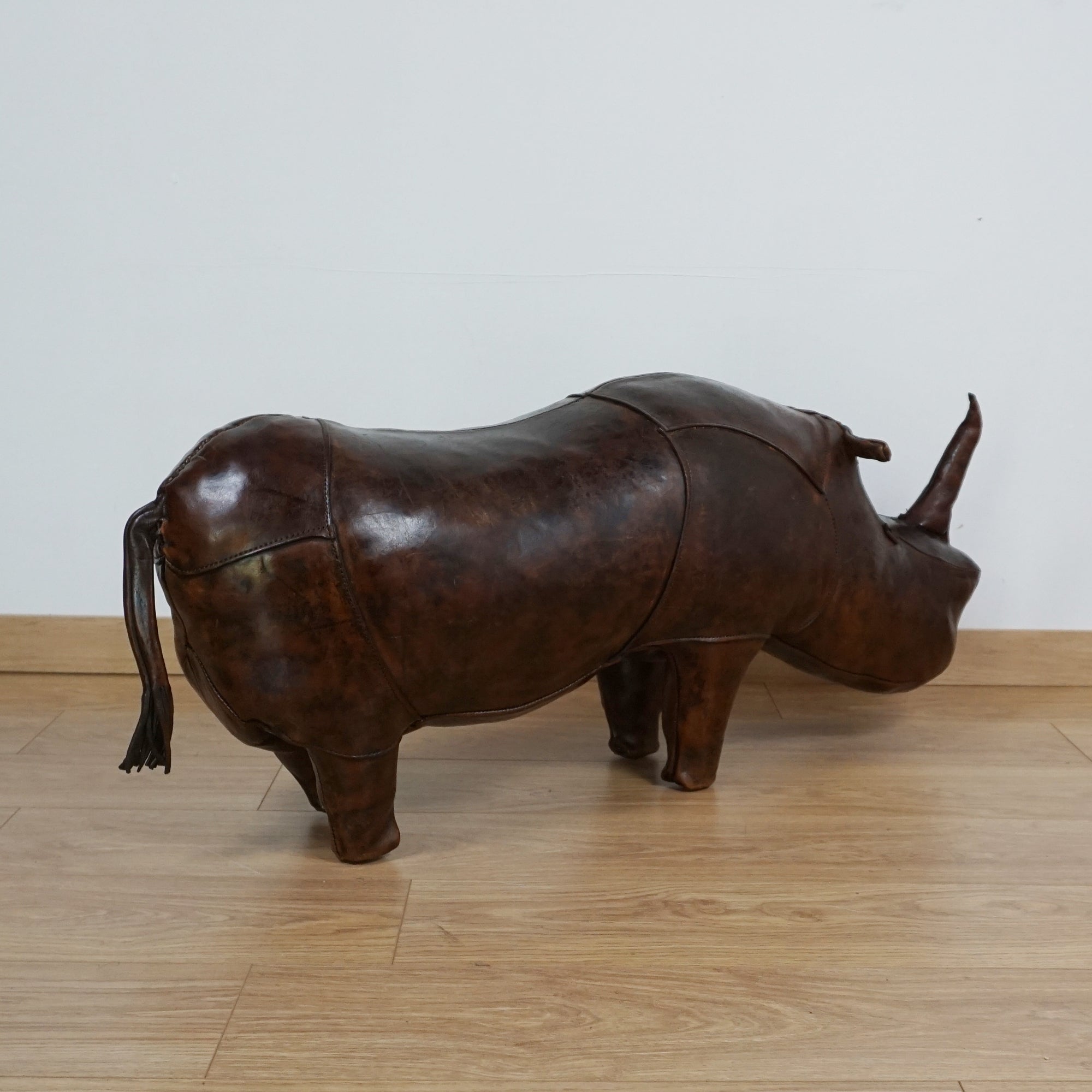 Vintage Leather Footstool - Omersa Leather Rhinoceros Footstool - Markies Antiques Ltd
