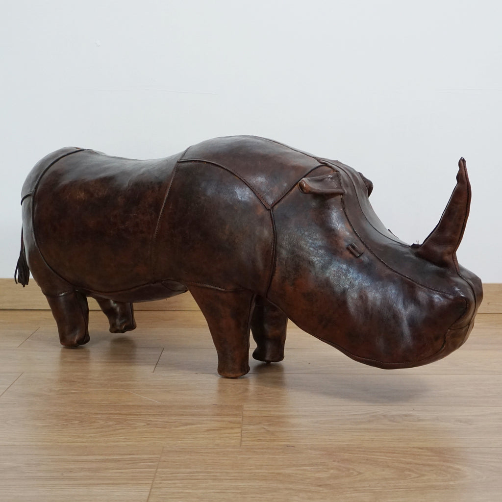Vintage Leather Footstool - Omersa Leather Rhinoceros Footstool - Markies Antiques Ltd