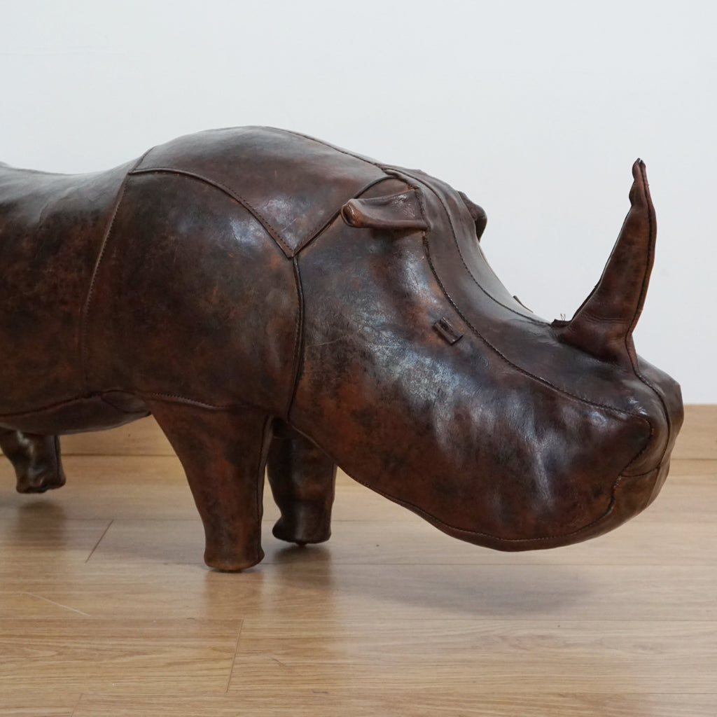 Vintage Leather Footstool - Omersa Leather Rhinoceros Footstool - Markies Antiques Ltd