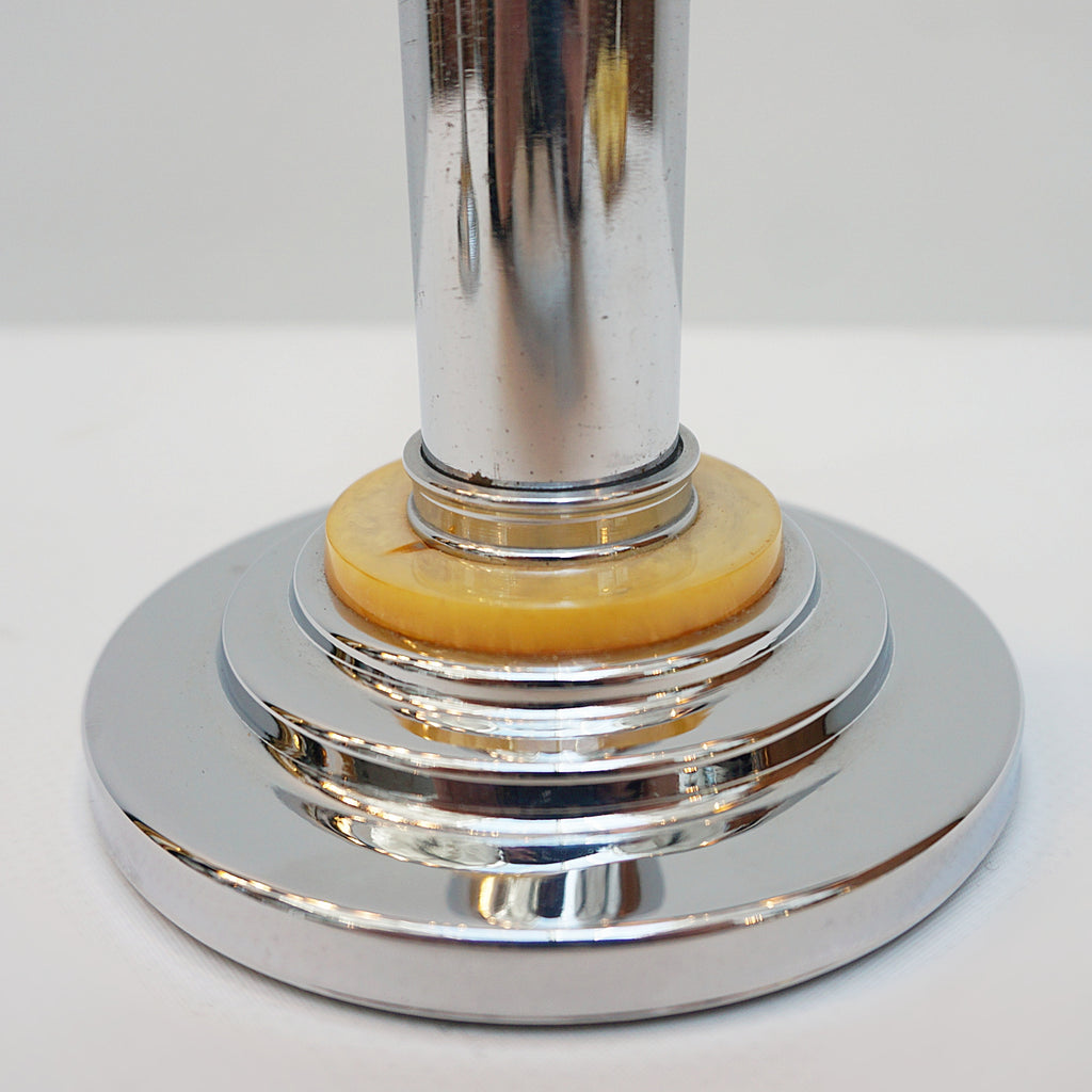 Pair of Art Deco Candlesticks. 1930's Candlestick. Chromed metal and amber bakelite - Jeroen Markies Art Deco