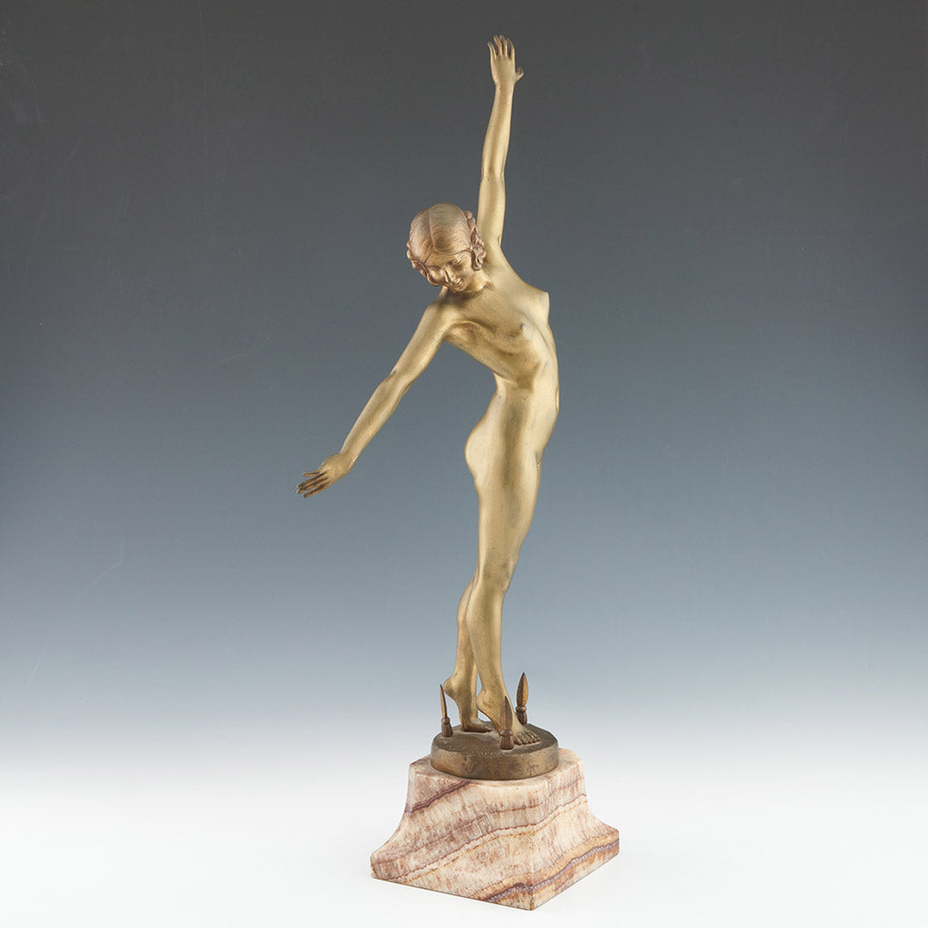Sword Dancer - F Ouillon Carrere Art Deco Bronze Nude Sculpture - Jeroen Markies Art Deco