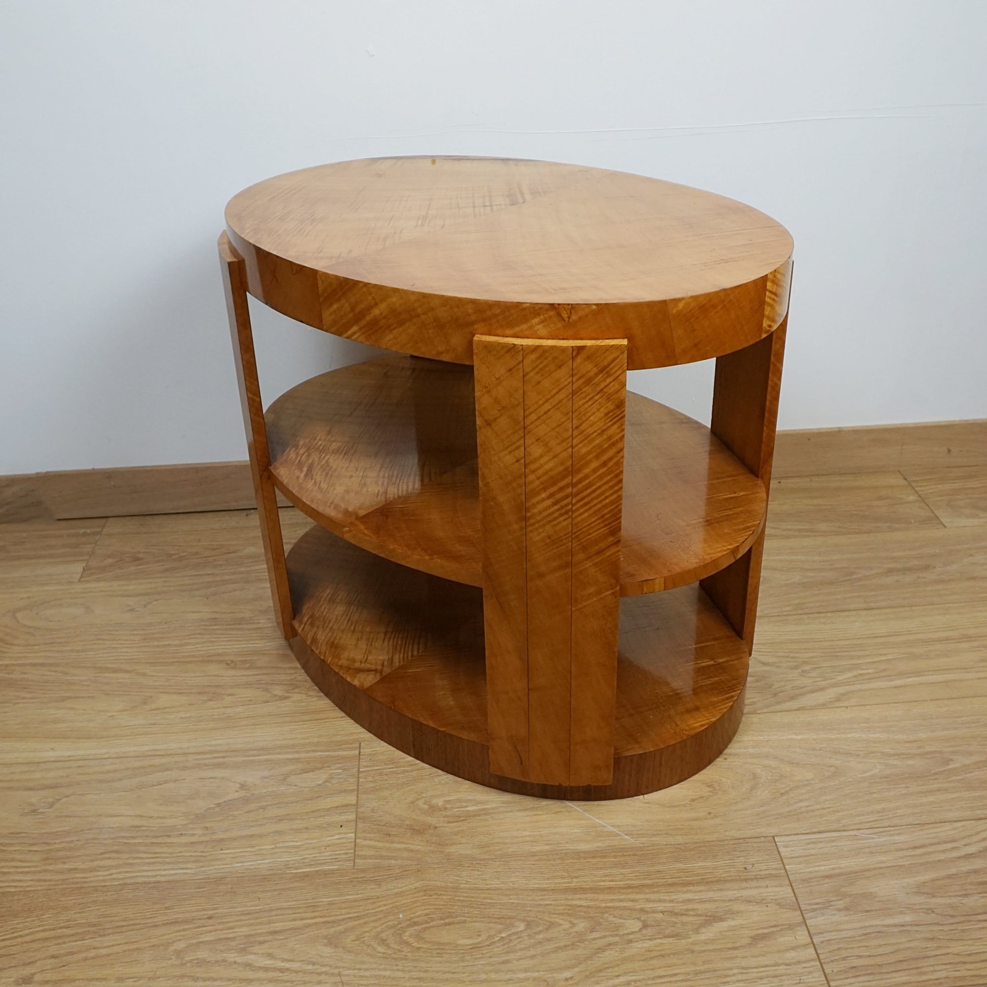 Art Deco Satin birch Side oval table - Markies Antiques