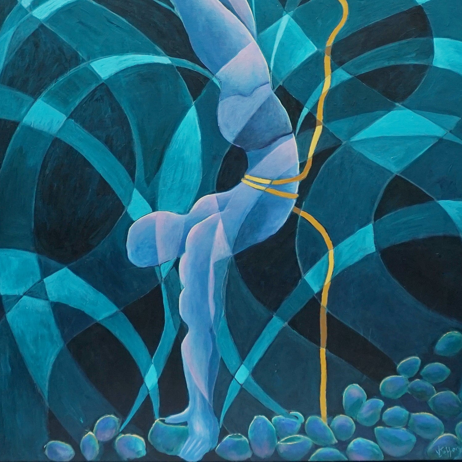 Pearl Diver, Contemporary oil on canvas by Vera Jefferson. Jeroen Markies Art Deco