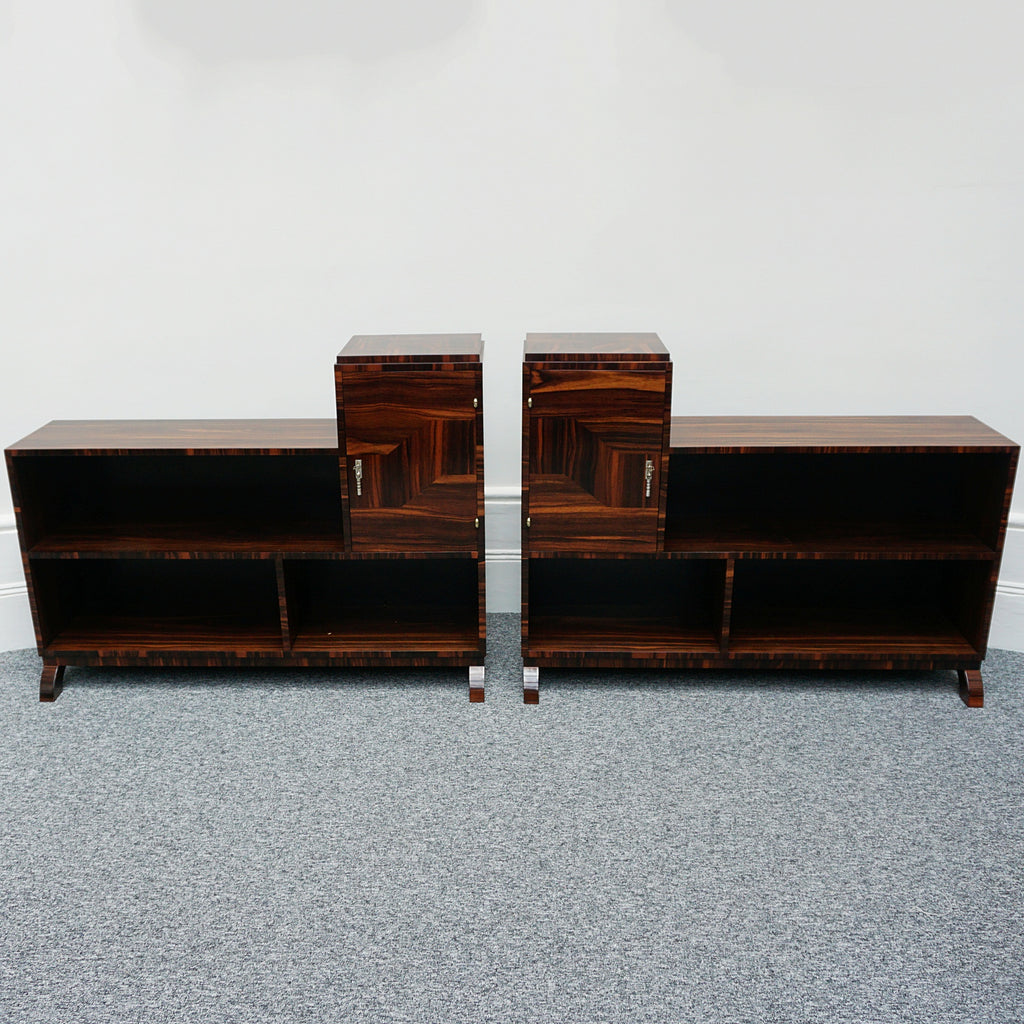 Pair of Vintage Macassar Ebony French Art Deco Bookcase Cabinets - Jeroen Markies Art Deco