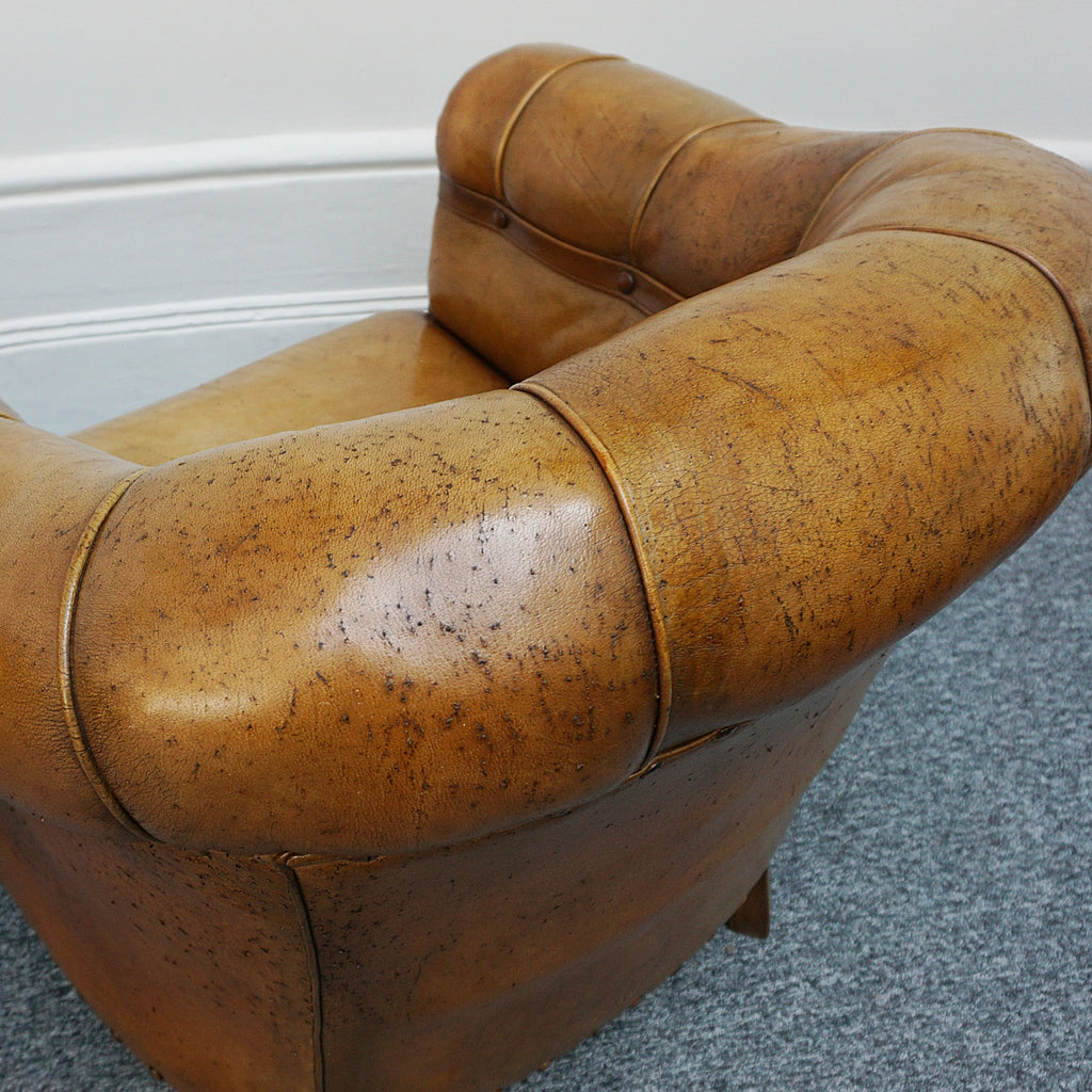 Vintage French Art Deco Club Chairs with Original leather upholstery - Jeroen Markies Art Deco