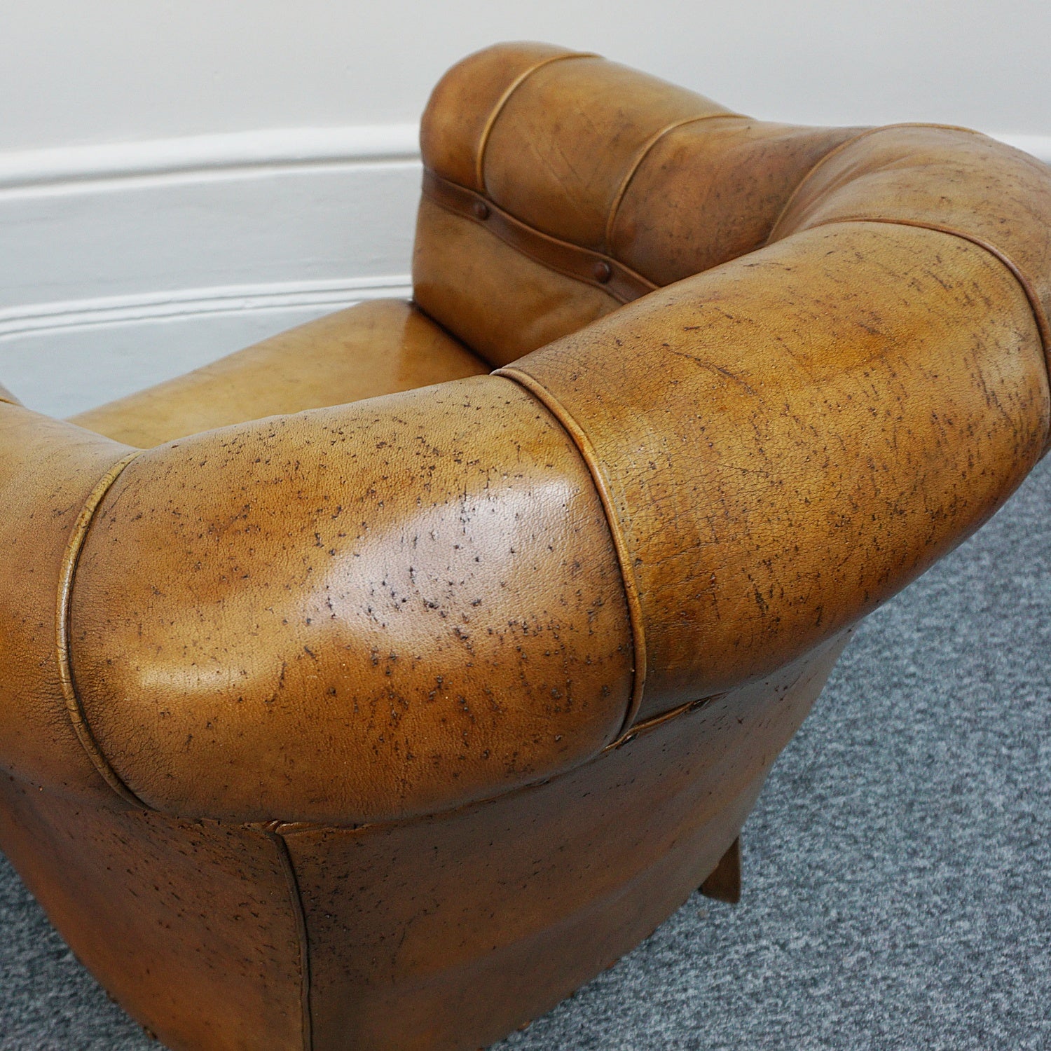 Vintage French Art Deco Club Chairs with Original leather upholstery - Jeroen Markies Art Deco